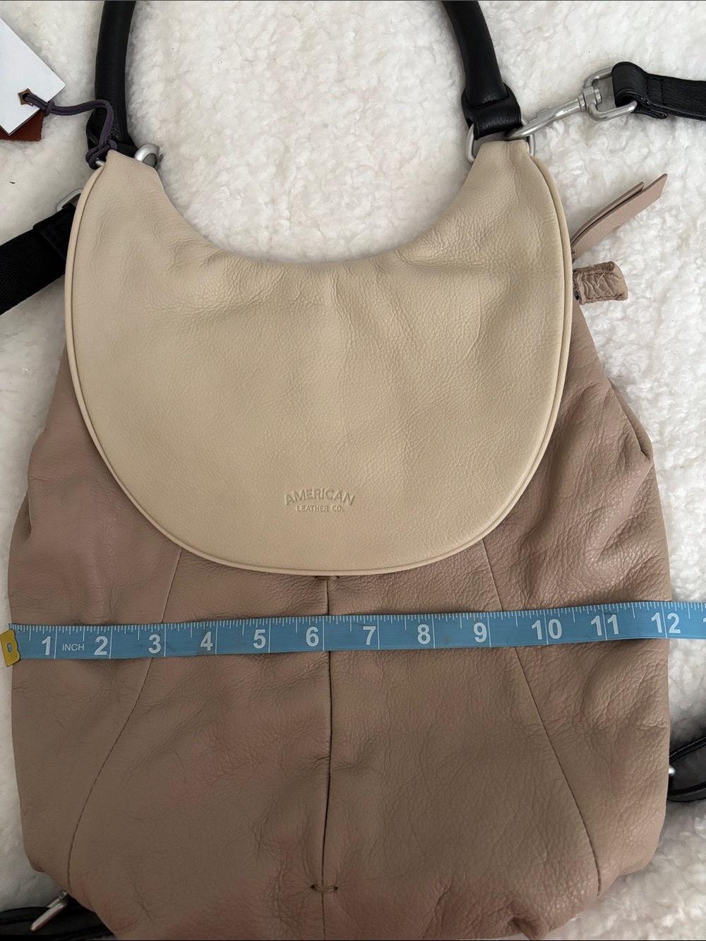 American Leather Two-Tone Beige & Cream Backpack - Picture 10 of 11
